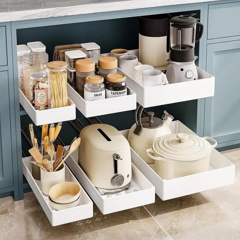Drawer Slide Pair - 1-2 pçs organizador de cozinha pull