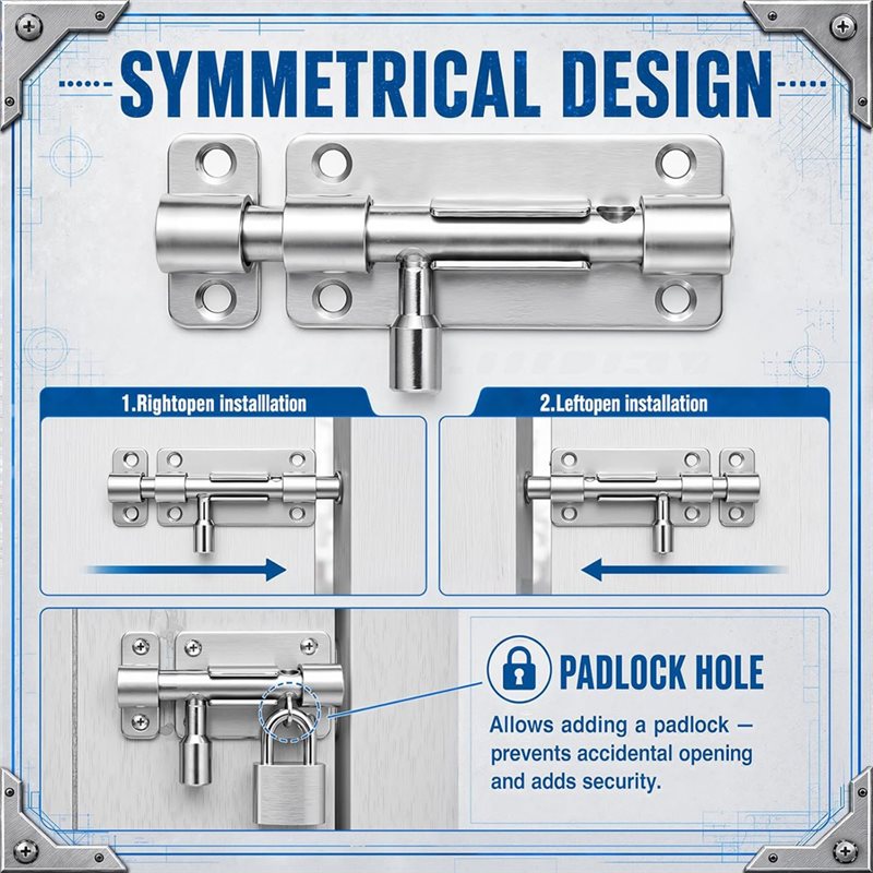 ABRU - Conjunto de 6 Fechadura - Barrel Bolt Slide avaliação e preço